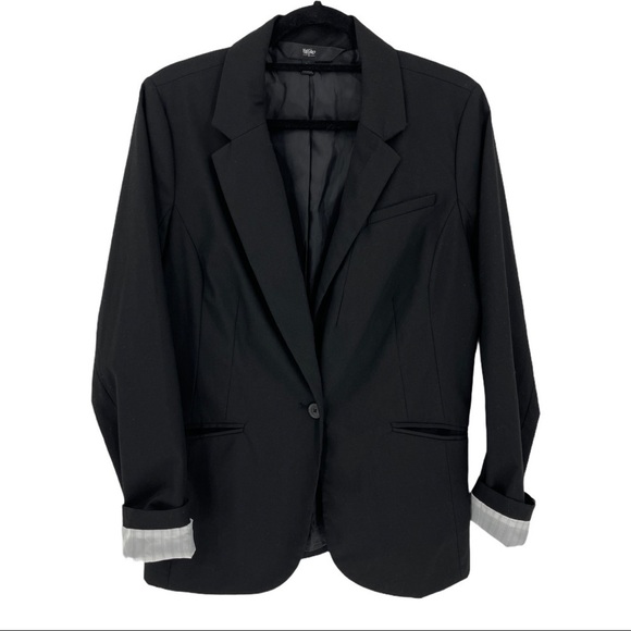 Mossimo Black One Button Striped Sleeve Blazer M - Picture 6 of 9